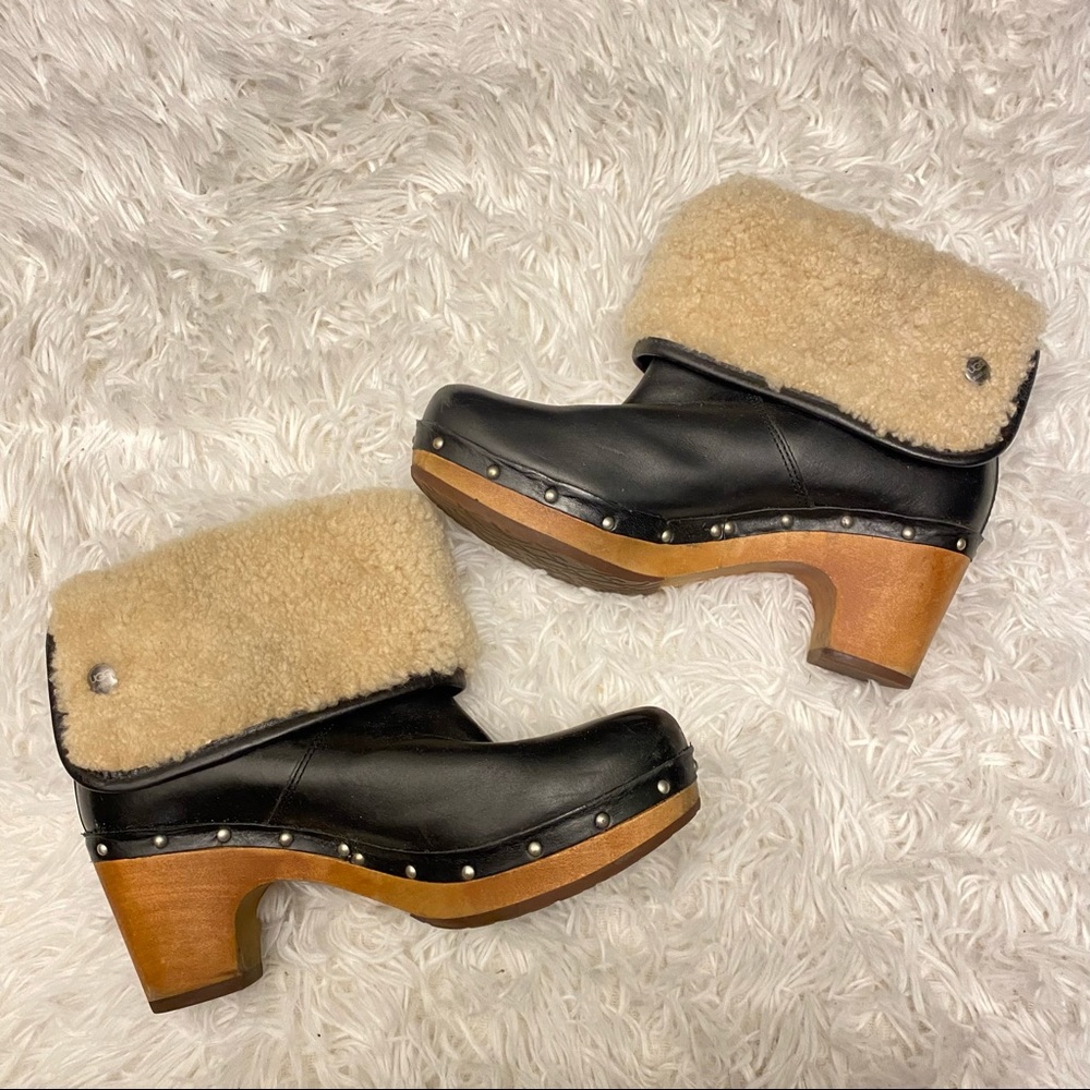 Ugg Lynnea Leather Sherpa Clogs / Boots